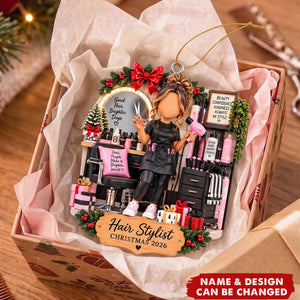 Hair Stylist Christmas Ornament, Personalized Hairdresser Gift, Salon Owner Tree Decor