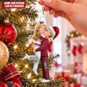 Christmas Decor Featuring a Kissing Couple – Personalized Ornament