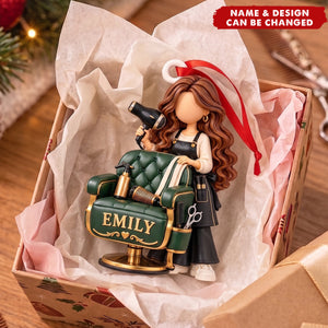 Personalized Hair Stylist Christmas Ornament, Custom Name Hairdresser Acrylic Ornament