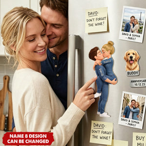Kissing Couple -Personalized Fridge Magnet , Gift for Couple