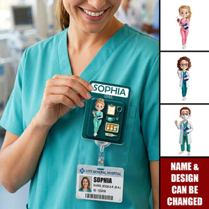 Custom Acrylic Badge Reel - Personalized Birthday Gifts For Nurse - Healthcare Hero On Duty