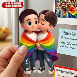 Pride Month LGBT Couple Love Is Love Personalized Fridge Magnet