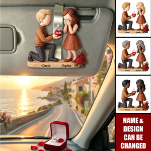 Couple Marriage Proposal - Personalized Acrylic Visor Clip