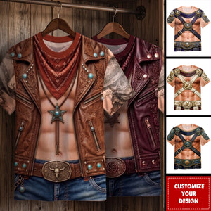 Custom Cowboy Warrior T-shirt - Personalized Birthday Gifts For Husband, Son, Grandson, Yourself - Cowboy Six Pack