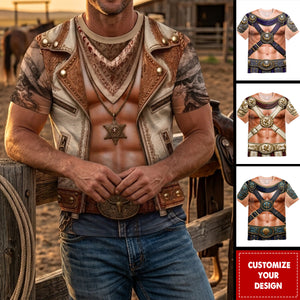 Custom Cowboy Warrior T-shirt - Personalized Birthday Gifts For Husband, Son, Grandson, Yourself - Cowboy Six Pack