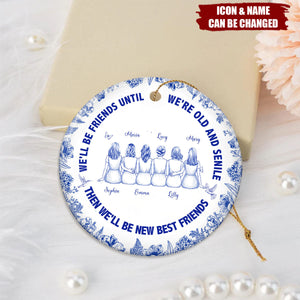 Our Laughs Are Limitless Our Friendship Is Endless Toile De Jouy - Personalized Ceramic Ornament