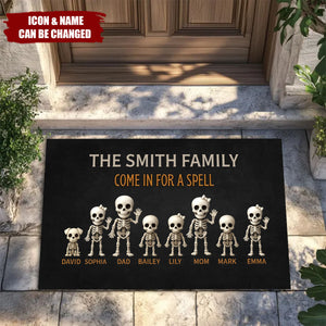Halloween Spooky Funny Skeleton Family Personalized Doormat, Halloween Home Decoration
