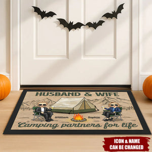 Husband And Wife, Camping Partners For Life - Camping Personalized Home Decor Decorative Mat - Gift For Camping Lovers