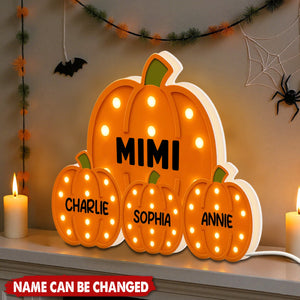 Grandma Little Pumpkins Marquee Pattern Effect Flat Personalized LED Light Box, Cozy Fall Vibe Home Decoration
