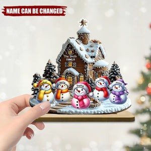 Merry Christmas Snowman - Personalized Family 1 Layered Big Freestanding