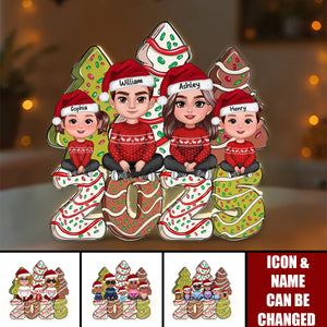Christmas Tree Cake Family Personalized LED Light Box