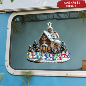 Merry Christmas Snowman - Personalized Sticker Decal