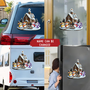 Merry Christmas Snowman - Personalized Sticker Decal