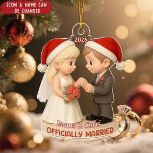 Officially Married - Personalized Acrylic Ornament