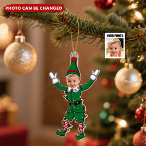 Funny Elf Family Custom Face - Personalized Acrylic Photo Ornament