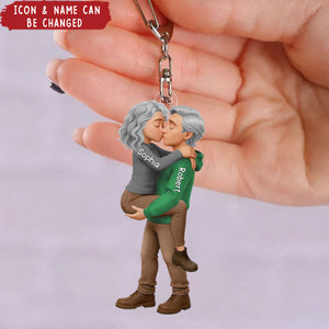 Personalized Romantic Kissing Couple Acrylic Keychain -Anniversary Wedding Gifts For Husband And Wife - Love In Every Piece