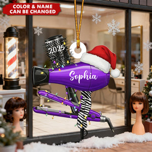 Personalized Hair Stylist Christmas Ornament, Salon Gift, Hairdresser Tree Decor, Barber Holiday Keepsake, Xmas Ornament