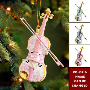 Violin Toile de Jouy Ornament - Personalized Gifts For Violin Lover Christmas Ornament