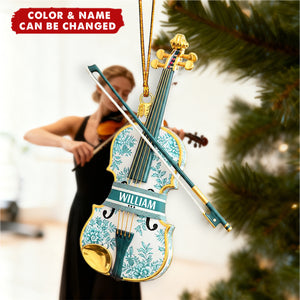 Violin Toile de Jouy Ornament - Personalized Gifts For Violin Lover Christmas Ornament