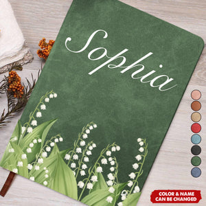 Custom Birth Flower & Name For Her, Wife, Daughter, Sister - Personalized Leather Journal