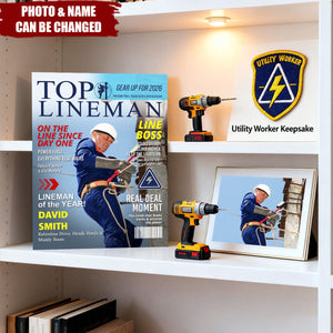 Personalized Lineman Magazine Poster, Powerline Worker Gift, Birthday, Retirement & Utility Worker Keepsake