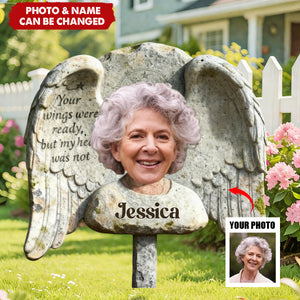 Your Wings Were Ready, But My Heart Was Not - Personalized Memorial Acrylic Garden Sign/ Acrylic Plaque Sign