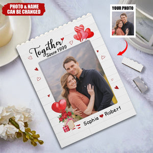 Custom Photo Vertical Rectangle Shaped Building Brick Blocks - Personalized Anniversary Wedding Gifts - Together Forever