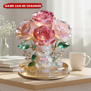 Flower Bear Mom Acrylic Plaque - Personalized Gifts For Mom