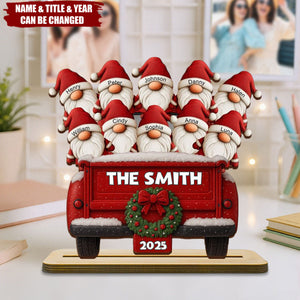 Celebrate Your Family's Unique Bond With Festive Dwarf And Red Truck, Personalized Wood Plaque, Gift For Family