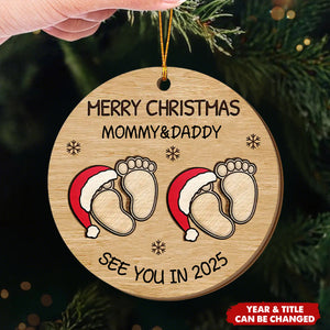 Baby Expecting See You In 2026 - Personalized 2-Layered Wooden Ornament