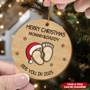Baby Expecting See You In 2026 - Personalized 2-Layered Wooden Ornament
