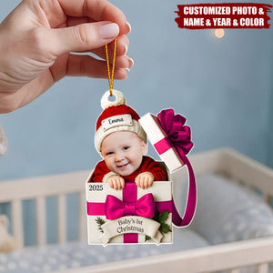 Custom Photo Baby Christmas Gift Box Personalized Acrylic Ornament