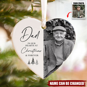 Personalized Photo Memorial Ceramic Hearts Ornament