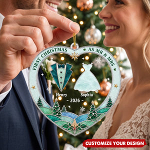 Custom First Christmas Acrylic Ornament - Personalized Anniversary Christmas Wedding Gifts