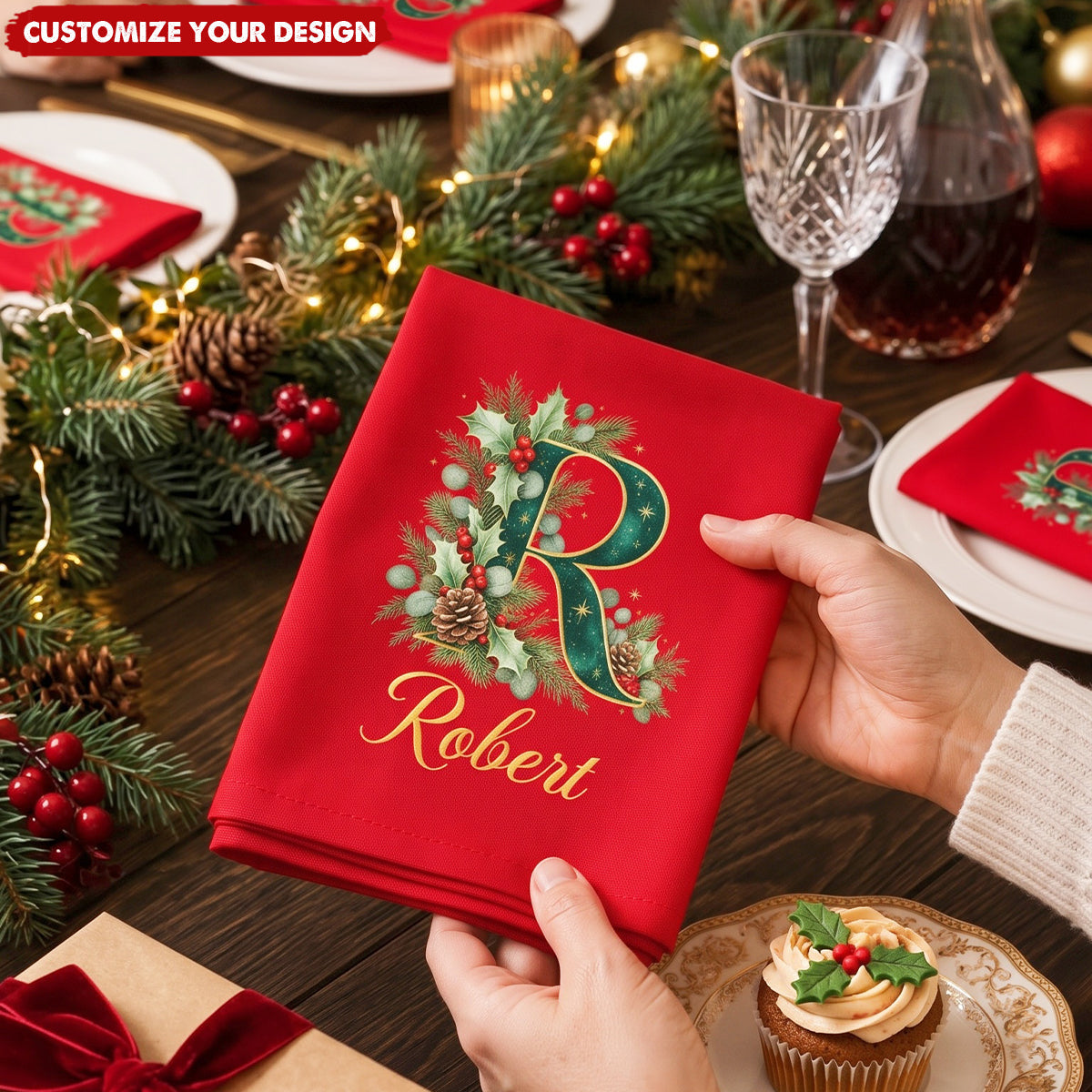 Custom Napkin - Personalized Christmas Birthday Gifts - Gather & Be Merry