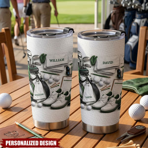 Custom Name Stainless Steel Tumble, Personalized Gift For Dad and Golf Enthusiast