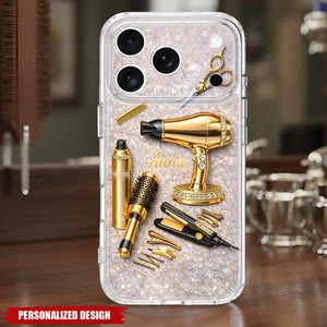 Hair Stylist Essentials, Custom Name Clear Phone Case, Personalized Gift For Hairdressers