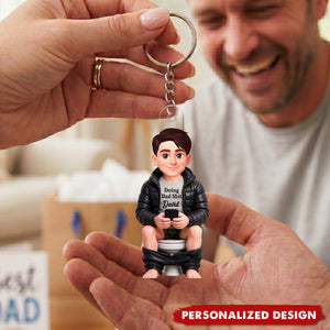 Doing Dad Sh*t Funny - Personalized Acrylic Keychain - Funny Father's Day Gift for Dad, Husband