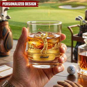 Custom Golf Whiskey Glass - Personlized Father's Day Gift for Dad, Golf Lover
