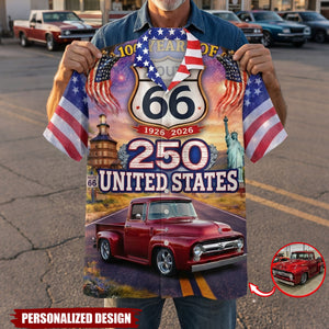 Celebrate America 250th Anniversary - Custom Car Photo Route 66 Hawaiian Shirt