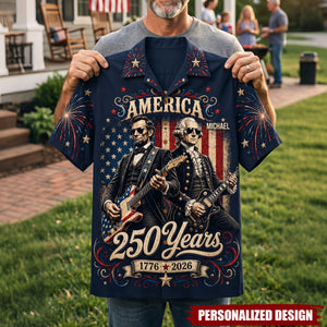 Celebrating America 250 Years Of Freedom - Personalized Hawaiian Shirt - Gifts For Patriots