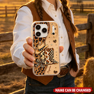 Cowgirl Style And Western Boots, Personalized Clear Phone Case, Gift For Girls