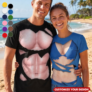 3D Funny Bikini Body Muscle Six Packs - Personalized T Shirt
