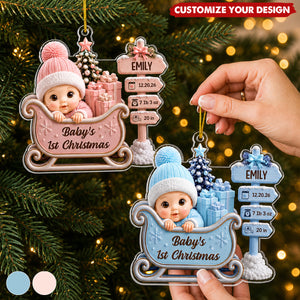 Custom First Christmas Acrylic Ornament - Personalized Gifts For New Moms, New Dads, New Parents