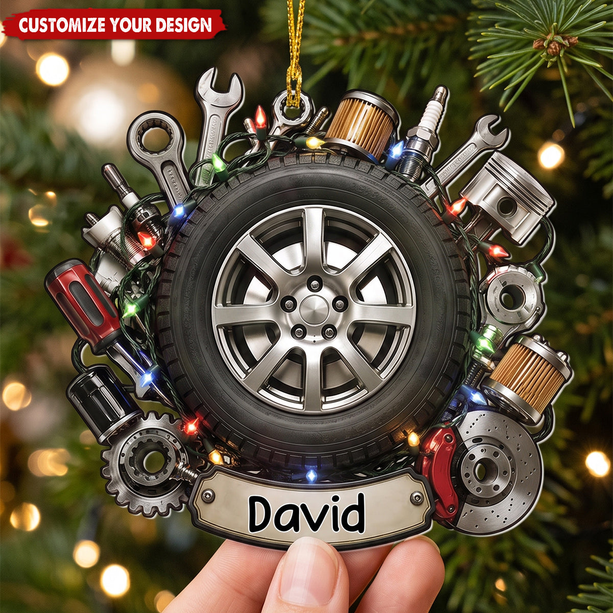 Personalized Mechanic Christmas Ornament - Custom Car Lover Gift