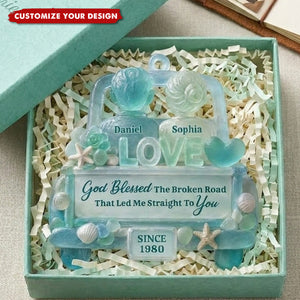 Personalized Ornament-God Blessed The Broken Road, Gift For Couples