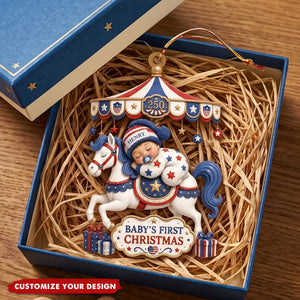Baby's First Christmas Carousel Horse - Personalized Acrylic Ornament, for New Parents