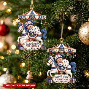 Baby's First Christmas Carousel Horse - Personalized Acrylic Ornament, for New Parents