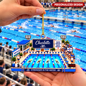 Personalized Swimming Pool Ornament - Custom Name Swimmer Acrylic Keepsake