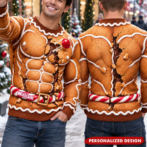 Personalized Gingerbread Sweater - Custom Christmas Gifts For Him